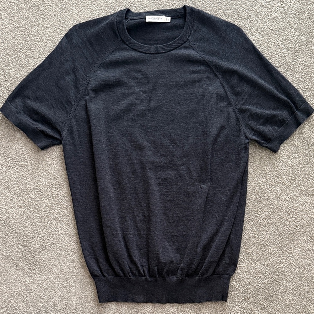 Black Cotton Silk Crew Neck - Suit Supply - Large